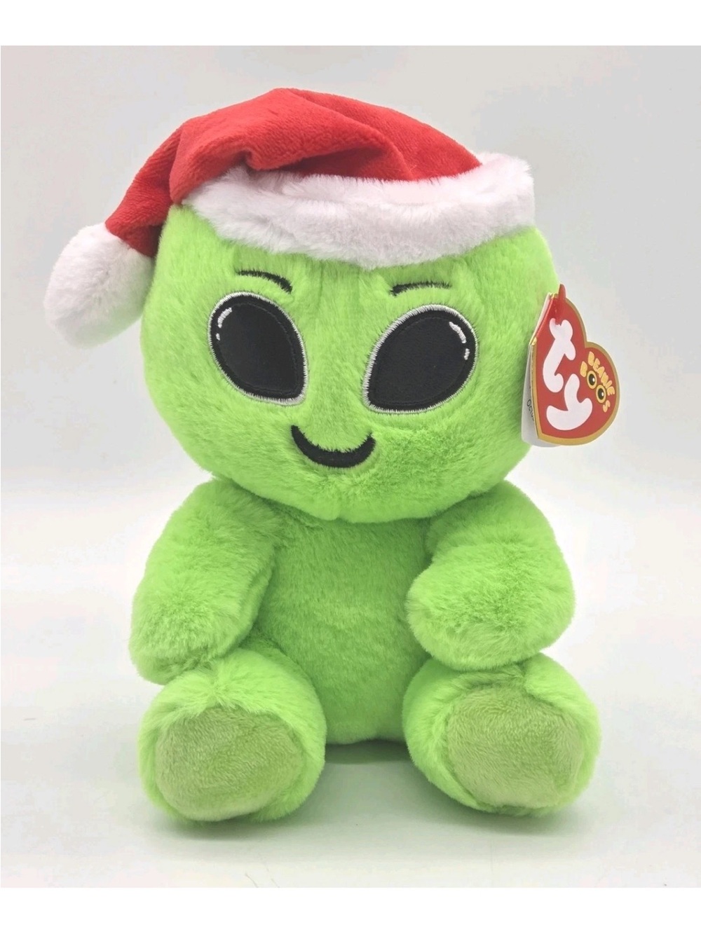 Ty Beanie Boos Comet Alien Plush Toy with Santa Hat Stuffed Animal